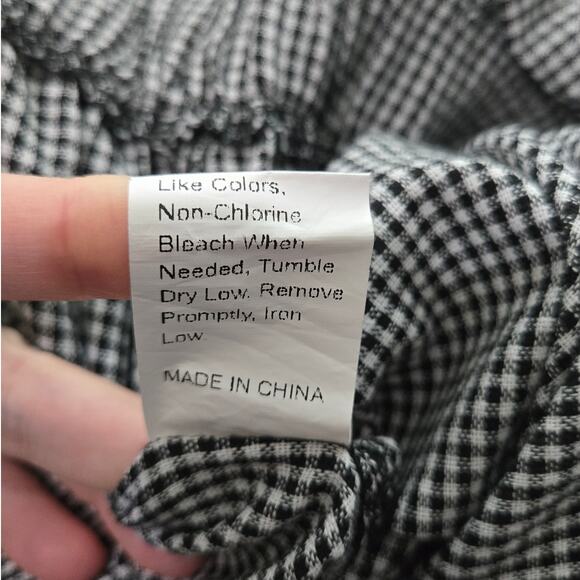 Shein Curve Black & White Gingham Belted Paperbag Waist Pants Women's 1XL - Picture 6 of 6